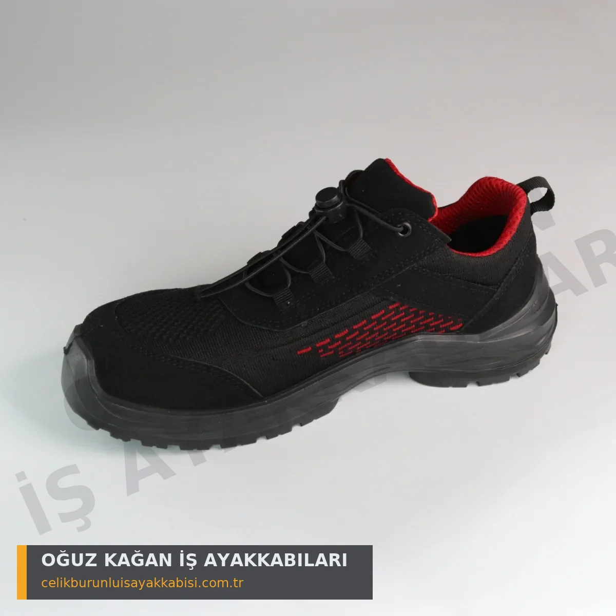Mühendis İş Ayakkabısı Örgülü Kırmızı S1 - 3/4 yan görünüm knit örgü üst