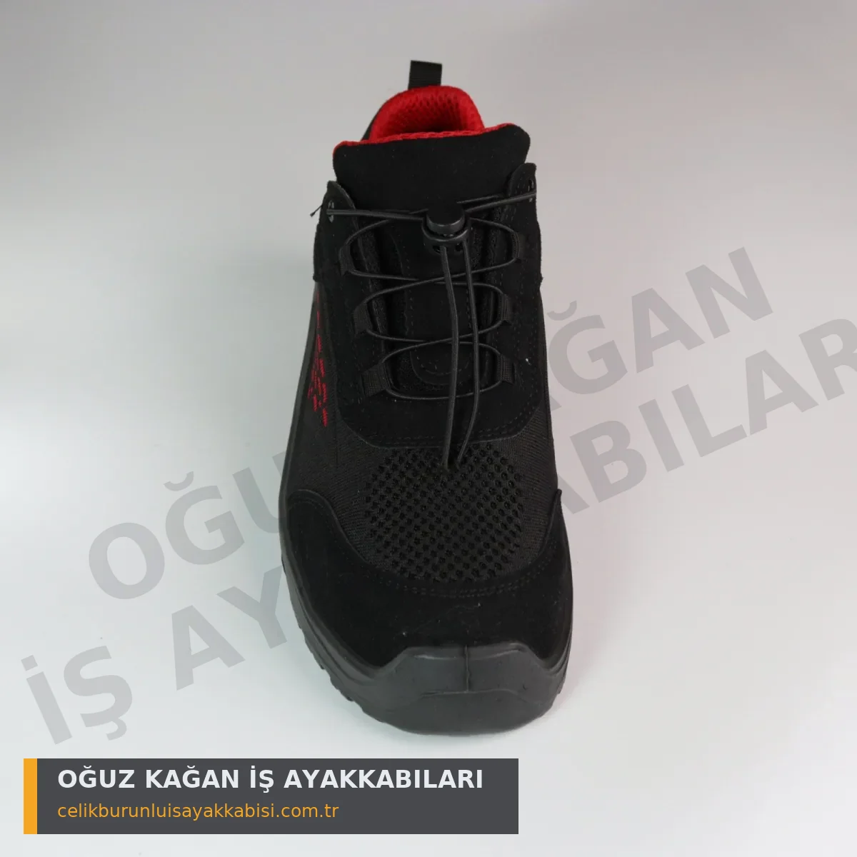 Mühendis İş Ayakkabısı Örgülü Kırmızı S1 - önden görünüm tek hareketli kilit (toggle)