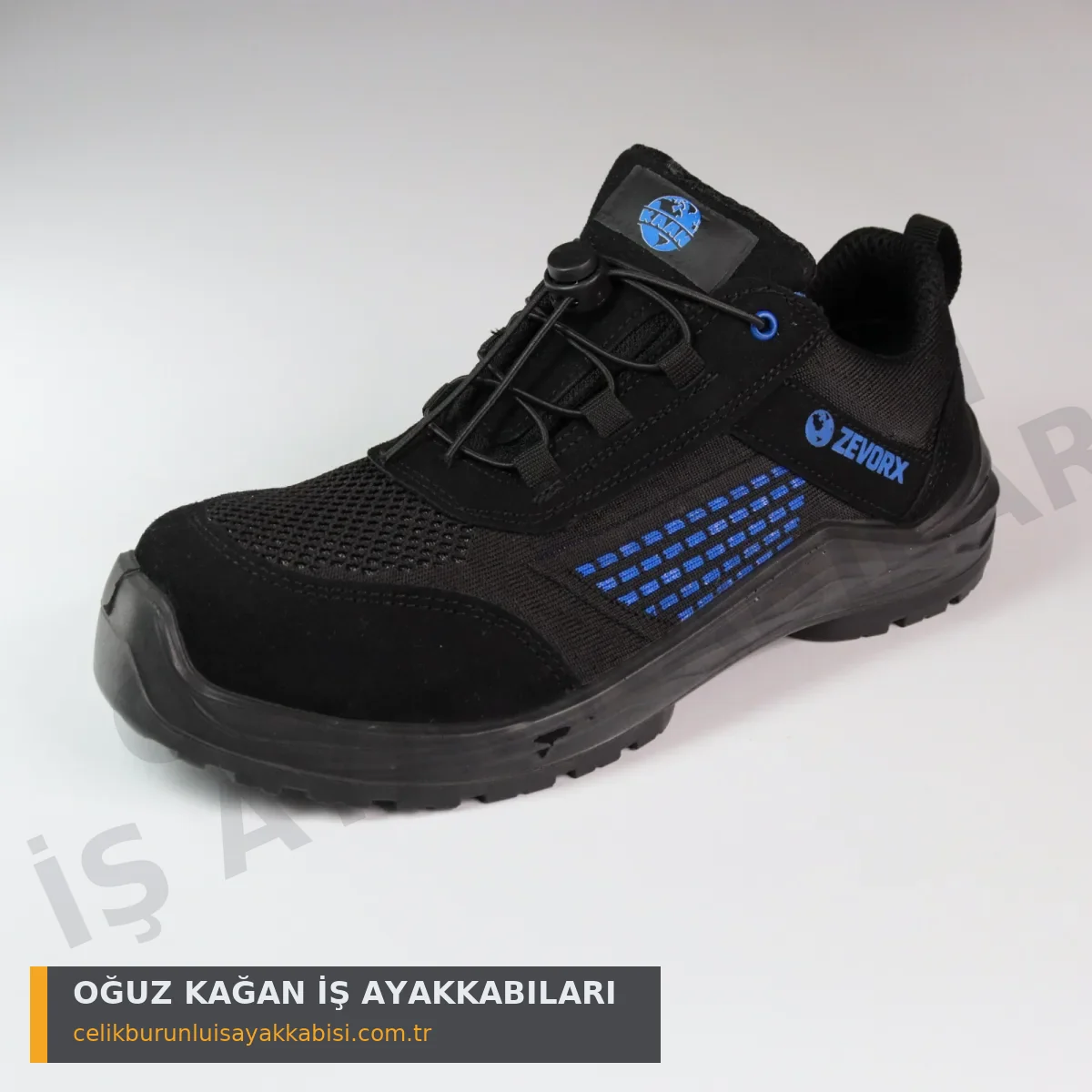Mühendis İş Ayakkabısı Örgülü Mavi S1 - 3/4 yan görünüm mavi knit örgü detay