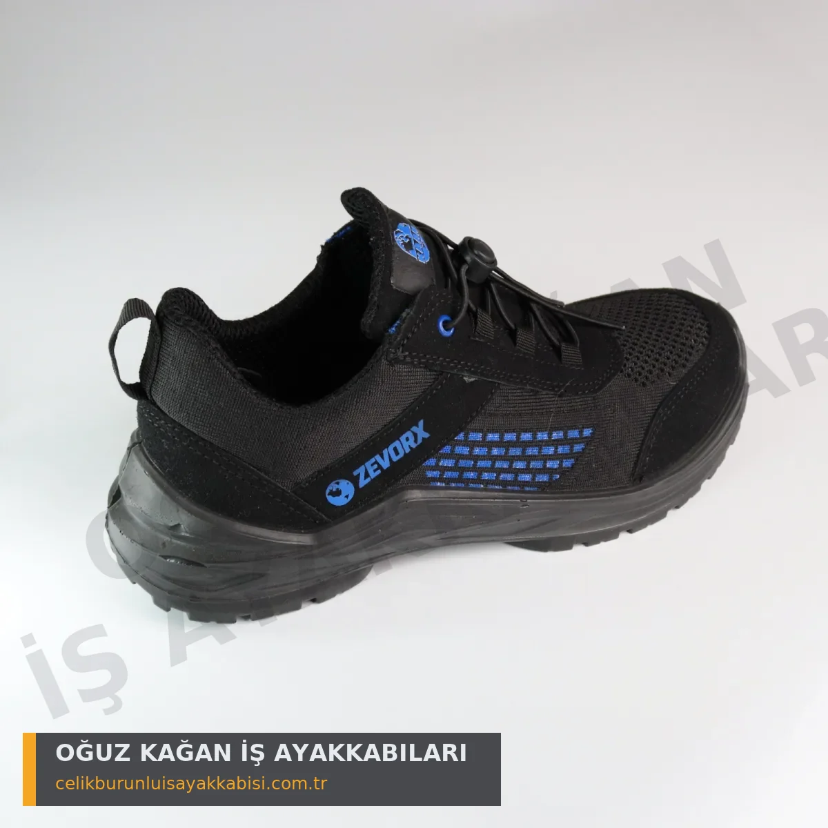 Mühendis İş Ayakkabısı Örgülü Mavi S1 - arka 3/4 görünüm topuk takviyesi ZEVORX logo