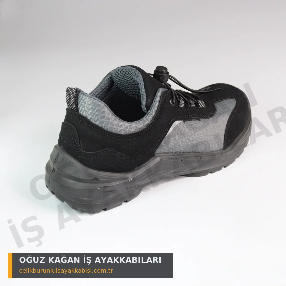 Mühendis İş Ayakkabısı Örgülü Siyah S1 - arka 3/4 görünüm topuk takviyesi