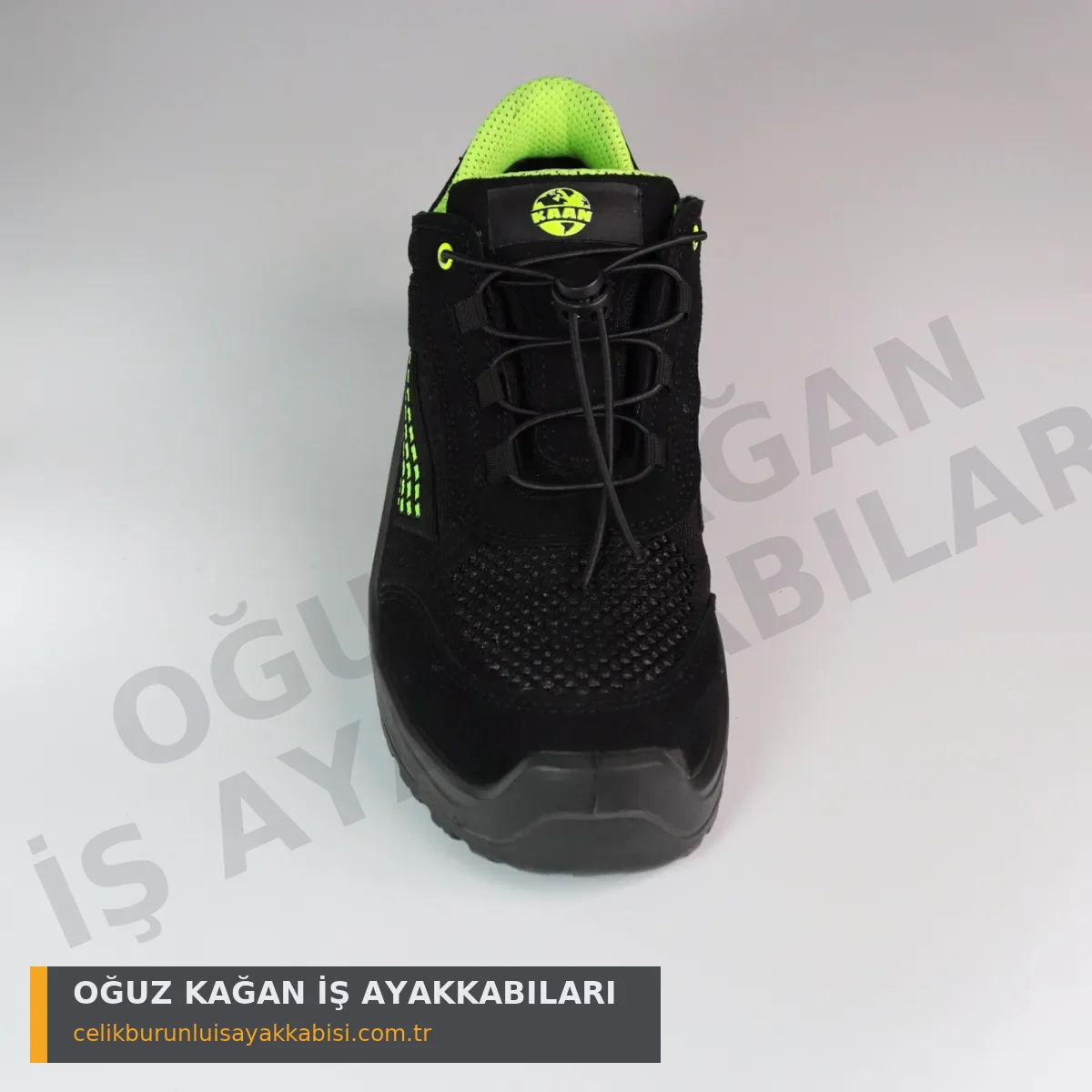 Mühendis İş Ayakkabısı Örgülü Yeşil S1 - önden görünüm tek hareketli kilit (toggle)