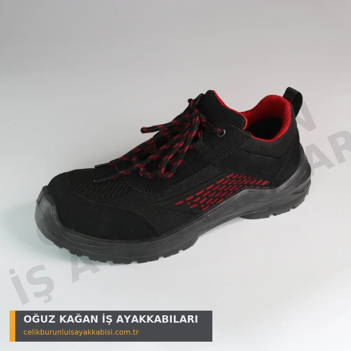 Ortopedik İş Ayakkabısı Örgülü Kırmızı - profil detay