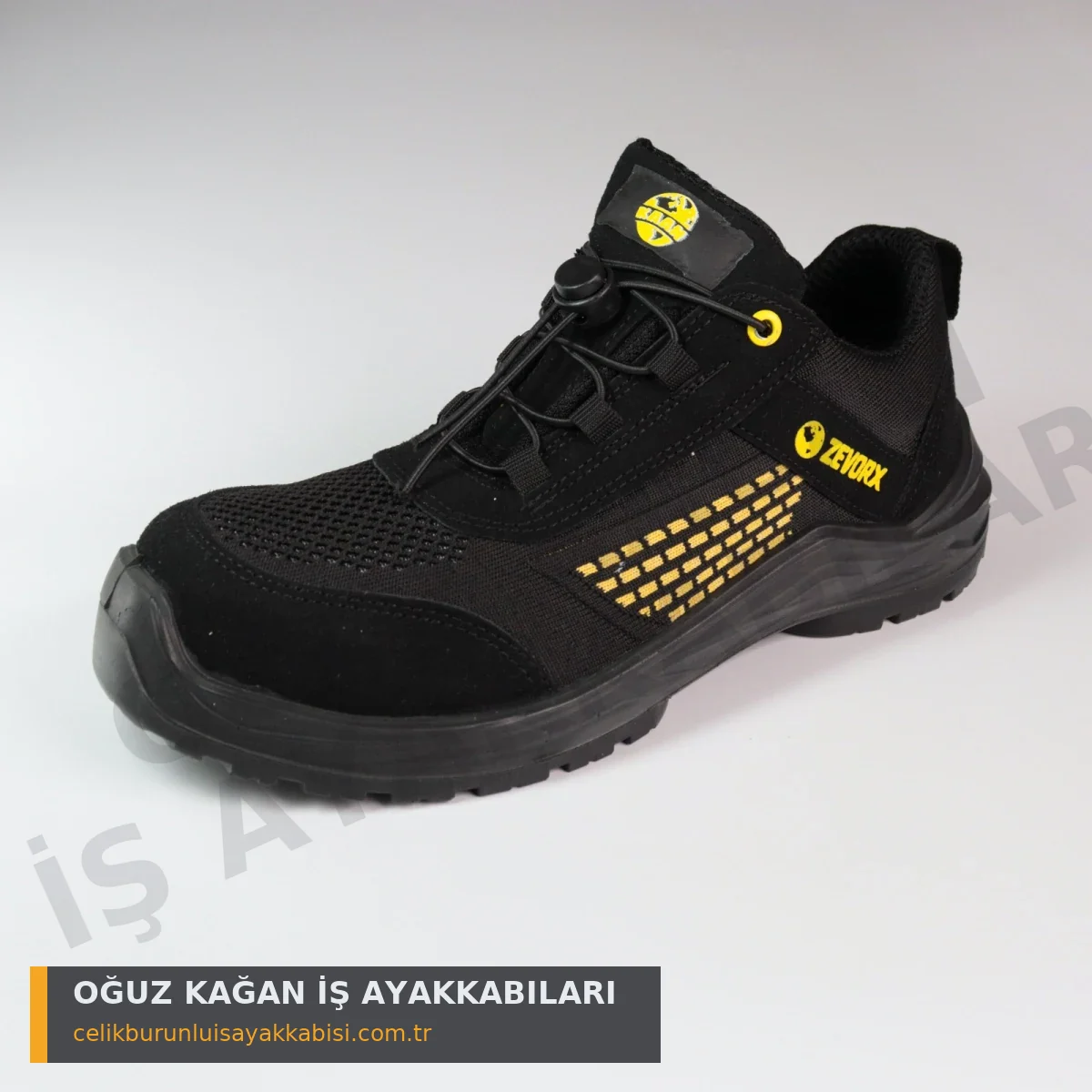 Ortopedik İş Ayakkabısı Örgülü Sarı - profil yan görünüm ZEVORX