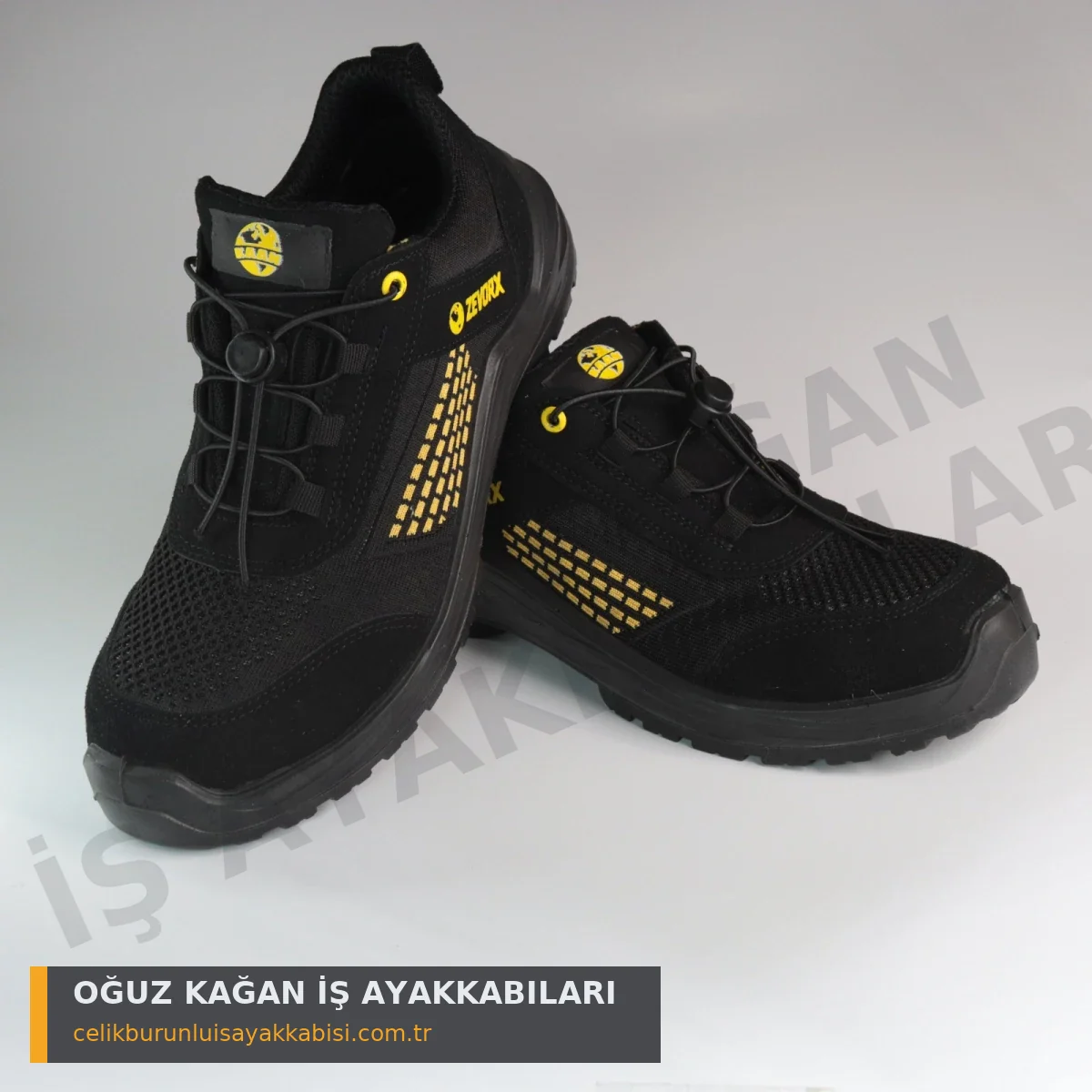 Ortopedik İş Ayakkabısı Örgülü Sarı - çift görünüm