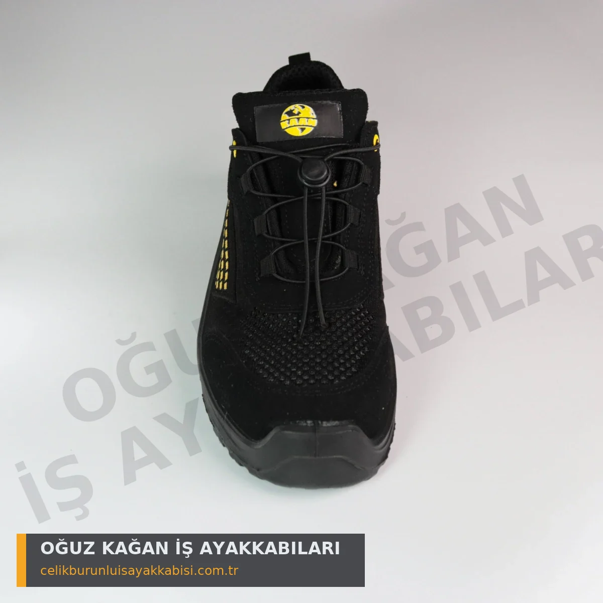 Ortopedik İş Ayakkabısı Örgülü Sarı - önden görünüm elastik bağcık
