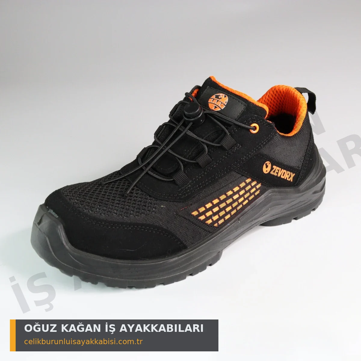 Ortopedik İş Ayakkabısı Örgülü Turuncu - profil yan görünüm ZEVORX