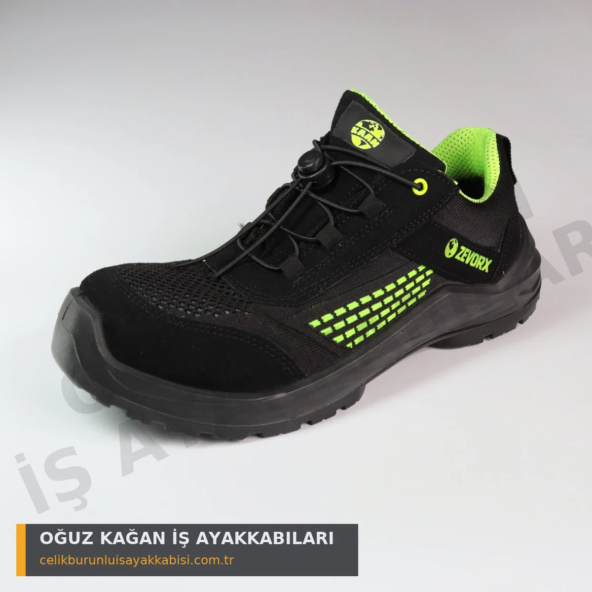 Ortopedik İş Ayakkabısı Örgülü Neon Yeşil - profil yan görünüm