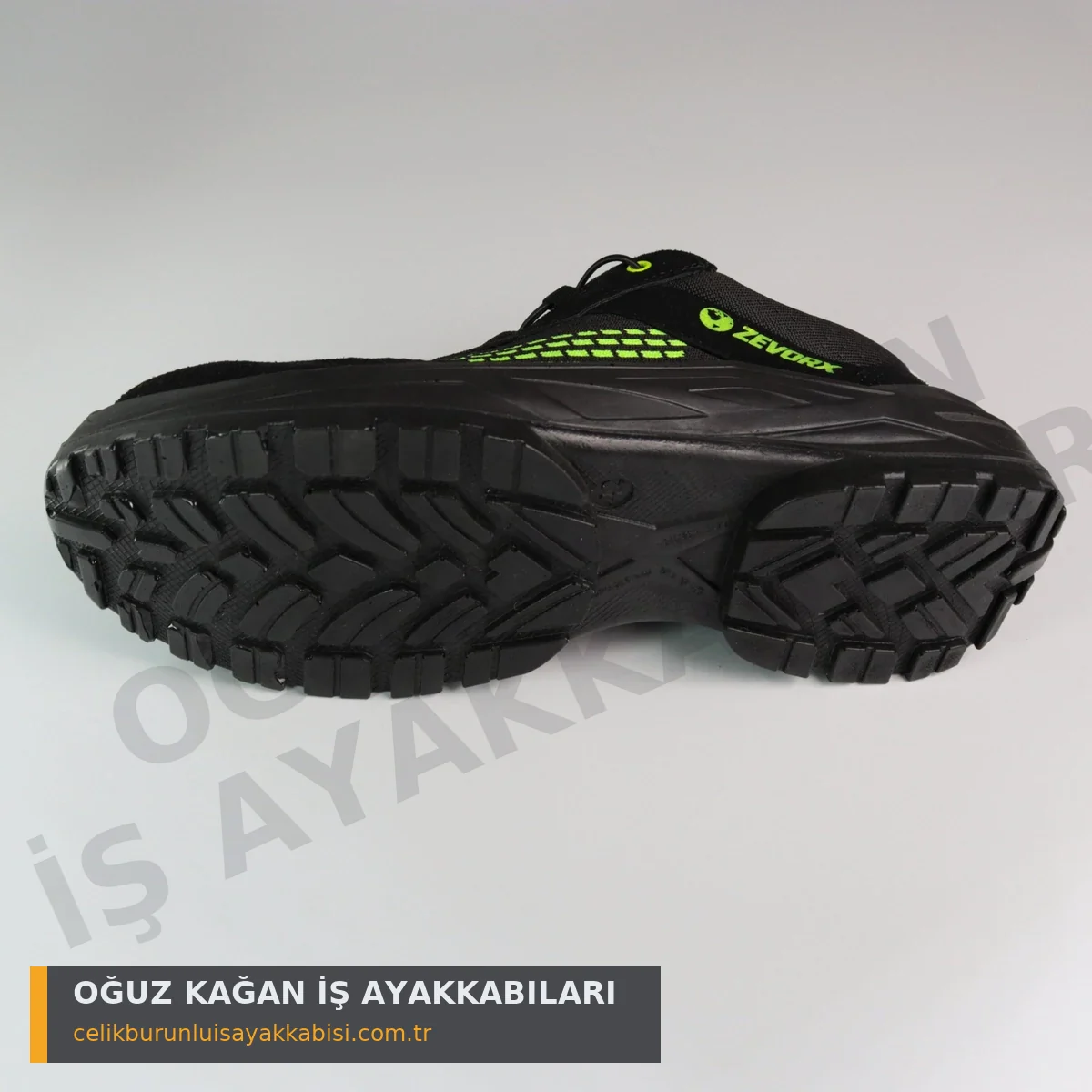 Ortopedik İş Ayakkabısı Örgülü Neon Yeşil - tırtıklı kaymaz dış taban