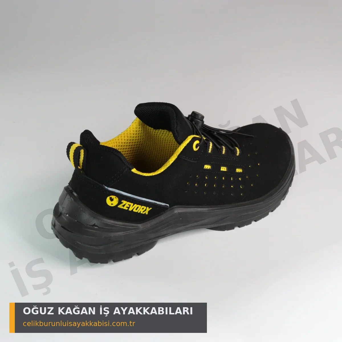 Ortopedik İş Ayakkabısı Düz Sarı - arka topuk ZEVORX detay