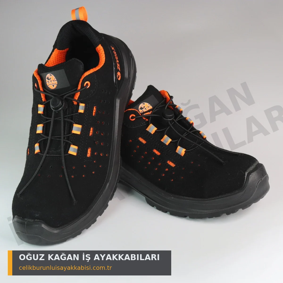 Ortopedik İş Ayakkabısı Düz Turuncu - çift yan görünüm