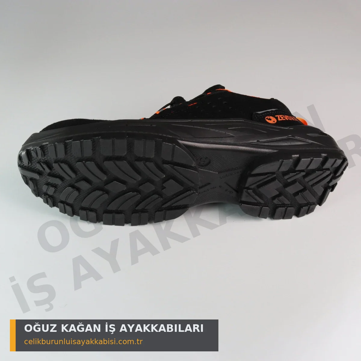 Ortopedik İş Ayakkabısı Düz Turuncu - taban tırtıklı detay