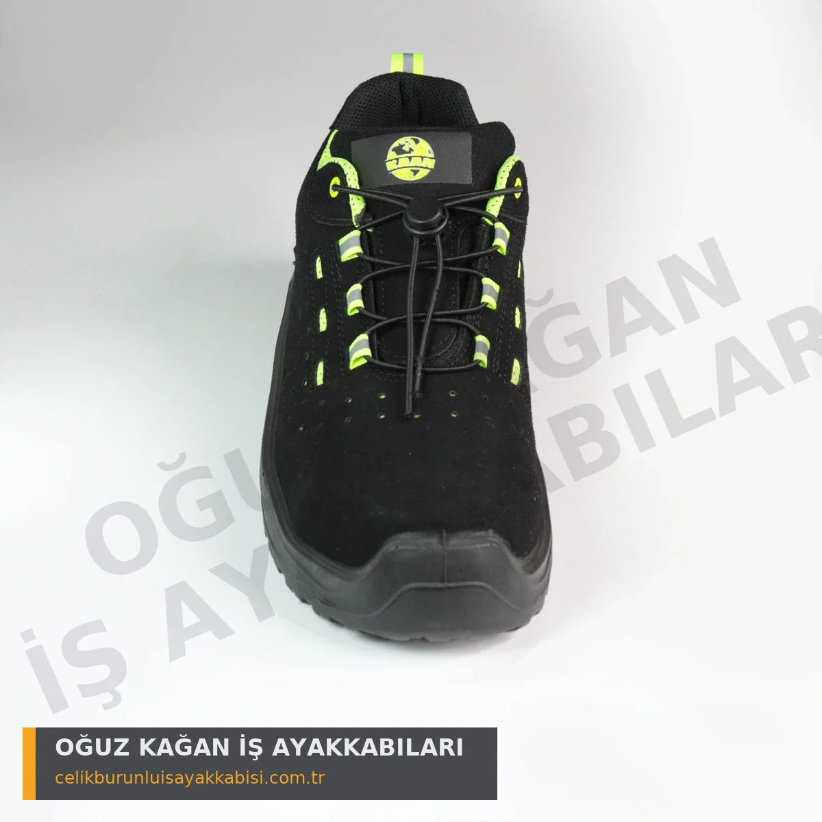 Ortopedik İş Ayakkabısı Düz Yeşil - önden görünüm