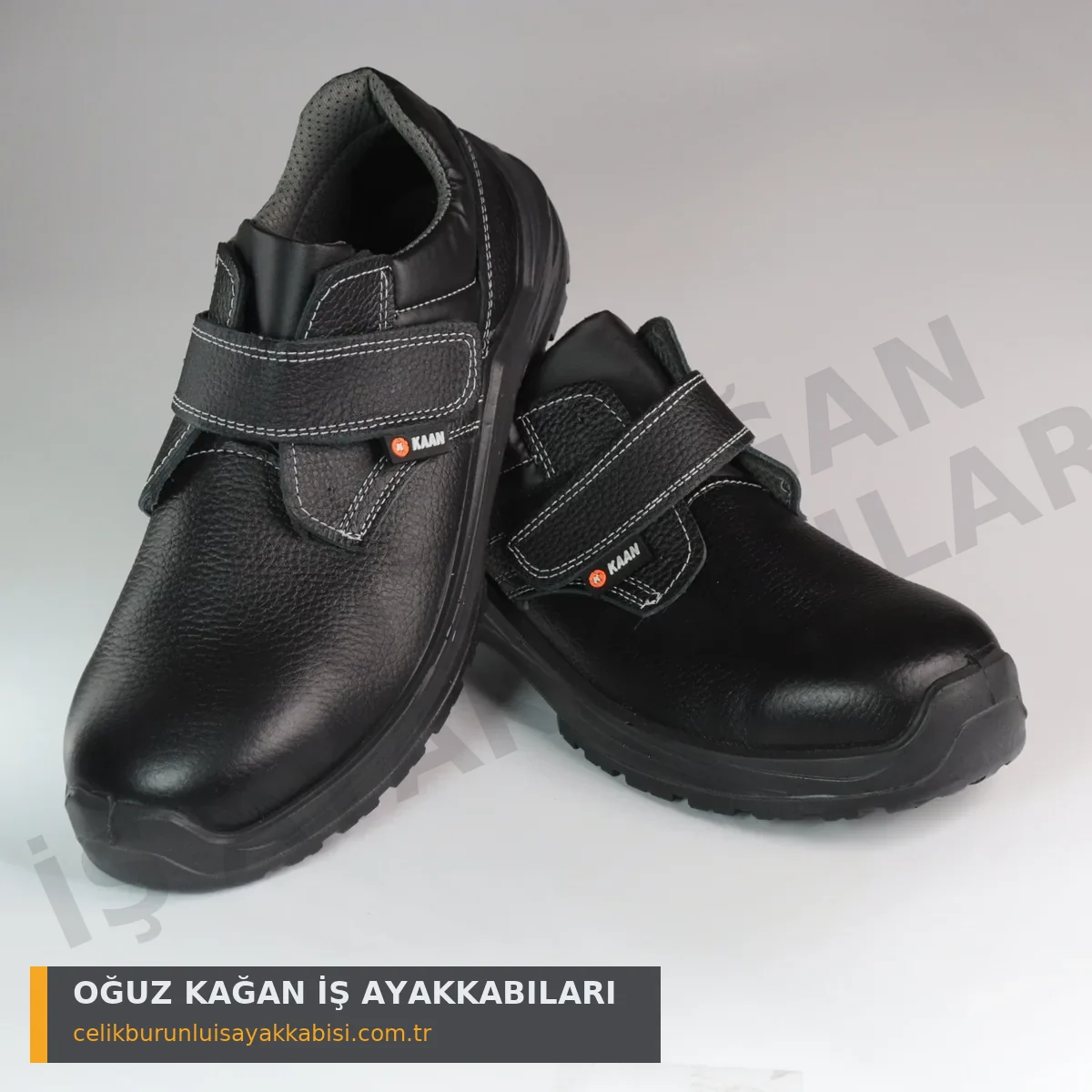 S2 İş Ayakkabısı Cırtlı - KAAN marka siyah deri çift görünüm