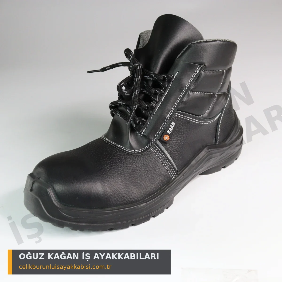 S3 İş Ayakkabısı Bağcıklı - siyah deri bilekli yan profil